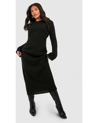 Boohoo - Plus Crew Neck Flare Sleeve Knitted Midaxi Dress - Lyst