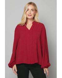 Wallis - Petite Collarless Woven Blouse - Lyst