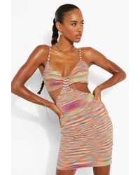 Boohoo Marble Print Knitted Mini Dress 