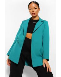 Boohoo Petite Woven Belted Oversized Blazer - Vert