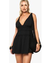 Boohoo - Textured Strappy Ruched Mini Dress - Lyst