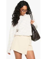 Boohoo - Woven Button Wrap Skort - Lyst