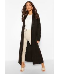Boohoo Maxi Length Wool Look Coat - Black
