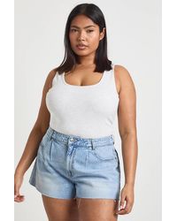 Boohoo - Plus Flippy Wide Leg Denim Short - Lyst
