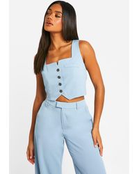 Boohoo - Square Neck Cropped Fitted Waistcoat - Lyst