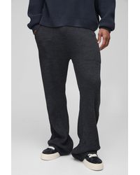 BoohooMAN - Slim Fit Flared Ribbed Cross Knitted Sweatpants - Lyst
