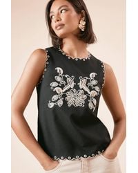 Dorothy Perkins - Embroidered Cutwork Shell - Lyst