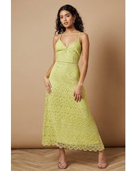 Oasis - Petite Lace Insert Strappy Midi Dress - Lyst
