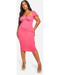 Boohoo - Plus Puff Sleeve Midi Dress - Lyst