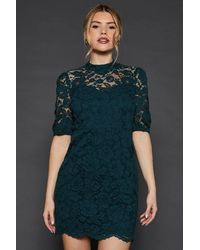 Dorothy Perkins - Lace High Neck Short Sleeve Mini Dress - Lyst