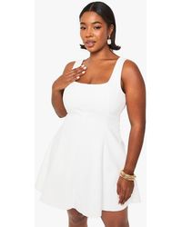 Boohoo - Plus Double Bengaline Structured Panelled Mini Skater Dress - Lyst