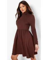 Boohoo Crepe Long Sleeve Tiered Skater 