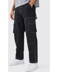 BoohooMAN - Lockere Hose mit Reißverschluss und Kontrast-Naht - Lyst
