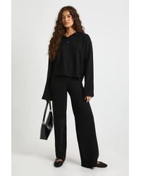 Boohoo - Collared Button Down Oversized Knitted Sweater And Straight Leg Trouser Co-Ord - Lyst