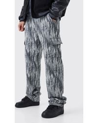 BoohooMAN - Tall Relaxed Fit Tapestry Cargo Trouser - Lyst