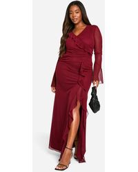 Boohoo - Plus Ruffle Wrap Detail Maxi Dress - Lyst