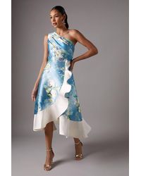 Coast - One Shoulder Seam Detail Ruffle Midi Dress - Lyst