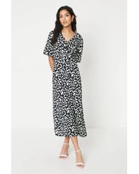 Dorothy Perkins - Petite Animal Tie Front Button Through Midi Dress - Lyst