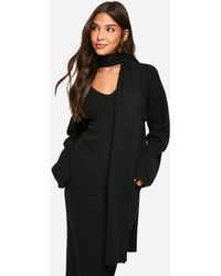 Boohoo - Soft Knit V Neck Oversized Jumper And Scarf - Lyst