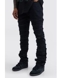 Boohoo - Slim Rigid Flare Frayed Panelled Jeans - Lyst