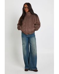 Boohoo - Funnel Neck Textured Wool Look Bomber Jacket - Lyst
