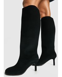 Boohoo - Rounded Square Toe Knee High Stiletto Boots - Lyst