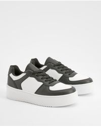 Boohoo - Chunky Platform Sole Contrast Panel Sneakers - Lyst