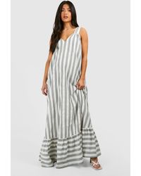 Boohoo - Maternity Striped Poplin Sleeveless Maxi Dress - Lyst