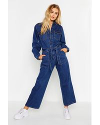 Boohoo Womens Denim Boilersuit - Blue