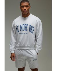 Boohoo - One More Rep Oversized Boxy Sweatshirt & Short Tracksuit - Lyst