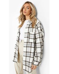 Boohoo Oversized Flannel Shirt - Natural