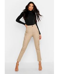 Boohoo Womens High-Waist Skinny Cargo-Hose mit Tasche - Schwarz