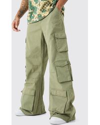 BoohooMAN - Extreme Baggy Rigid Multi Cargo Pocket Trousers - Lyst