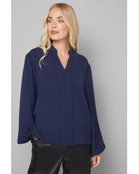 Wallis - Petite Collarless Woven Blouse - Lyst