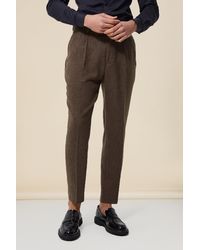 Boohoo - Tapered Fit Herringbone Suit Pants - Lyst