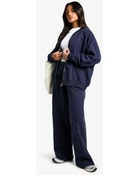 Boohoo - Washed Zip Through Bomber Straight Leg Tracksuit - Lyst