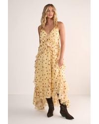 Nasty Gal - Polka Dot Ruffle Tie Front Maxi Dress - Lyst