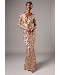 Coast - Long Sleeve Sequin Maxi Dress - Lyst