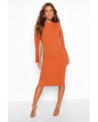 petite cape sleeve midi dress