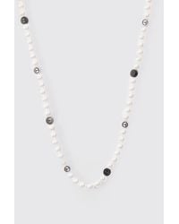 Boohoo - Pearl And Bead Mix Necklace In Black - Lyst