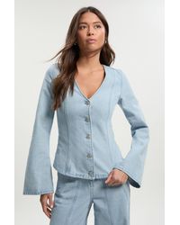 Boohoo - Button Down Seam Detail Denim Jacket - Lyst