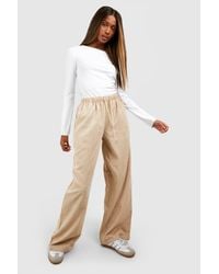 Boohoo - Cord Tie Waist Low Rise Trousers - Lyst
