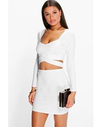 Boohoo Womens Zweiteiler aus Wickeloberteil und Midirock - Schwarz