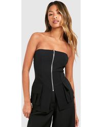 Boohoo - Bengaline Longline Zip Through Corset - Lyst