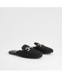 Boohoo - Wide Fit T Bar Backless Loafers - Lyst