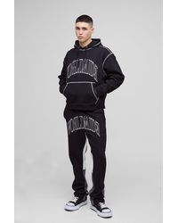 BoohooMAN - Oversized Worldwide Contrast Stitch Gusset Tracksuit - Lyst