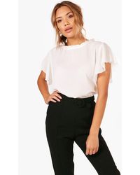 Boohoo Woven Frill Sleeve And Neck Blouse - Multicolour