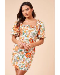 Dorothy Perkins - Floral Frill Front Tie Back Mini Dress - Lyst