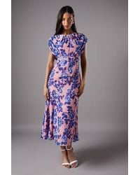 Coast - Cap Sleeve Floral Chiffon Midi Dress - Lyst