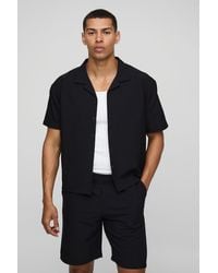 Technic - Conjunto De Pantalón Corto Cómodo Y Camisa Oversize Recta Técnica Elástica Con Solapas - Lyst